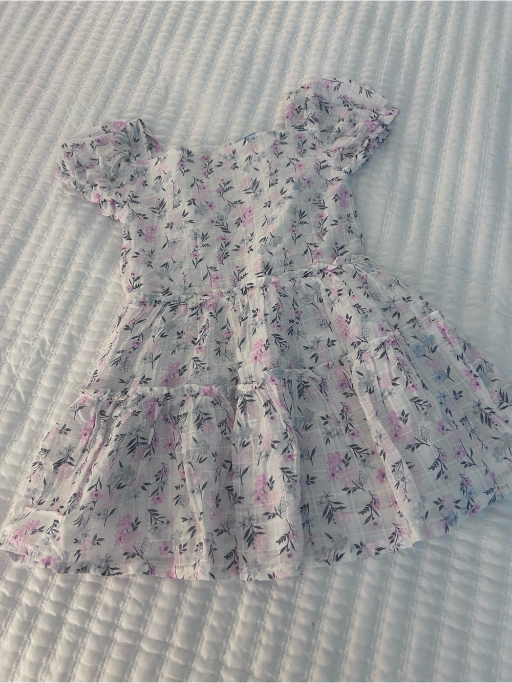 Draper James White Dress with Pink Floral Print Cotton Size 5